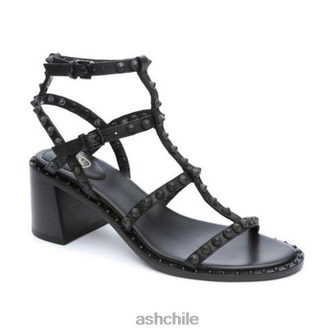 sandalia jen bis con tacón en bloque y tachuelas mujer negro R0R6270 ASH sandalias