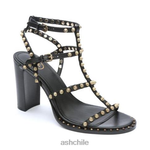 sandalia kenia con tacón alto y tachuelas mujer negro R0R6244 ASH sandalias