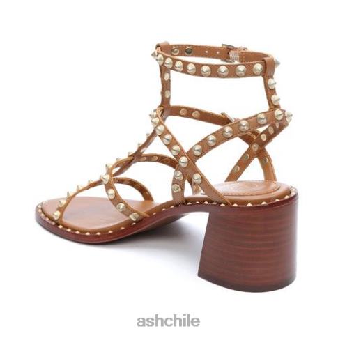 sandalias jen con tacón cuadrado y tachuelas mujer canela nueva R0R6237 ASH sandalias