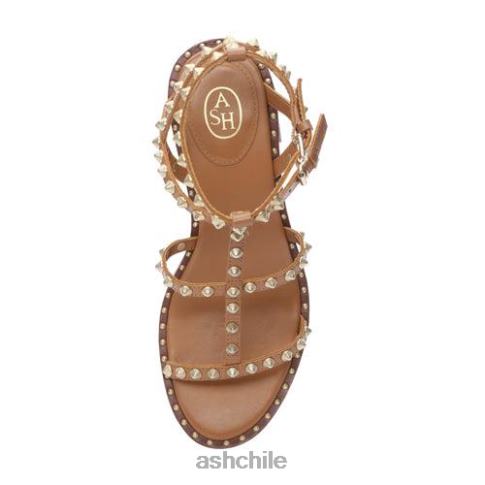 sandalias jen con tacón cuadrado y tachuelas mujer canela nueva R0R6237 ASH sandalias