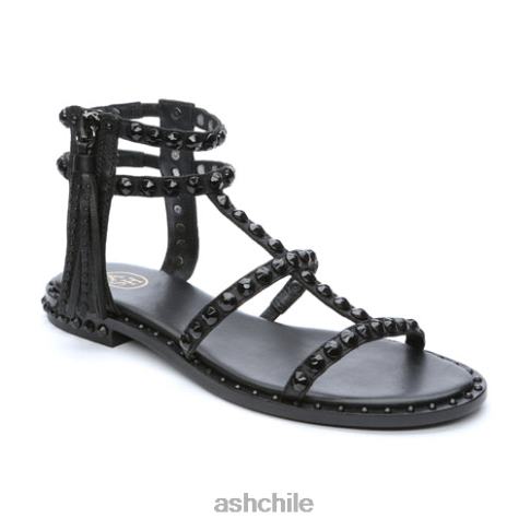Sandalia plana Power Bis Tonal con tachuelas y borlas mujer negro R0R6267 ASH sandalias