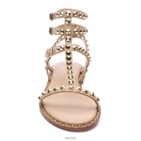 play sandalias planas con tachuelas mujer piel/oro R0R6256 ASH sandalias