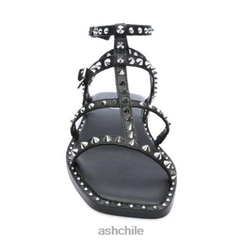 sandalias planas con puntera cuadrada y tachuelas maeva mujer negro R0R6272 ASH sandalias