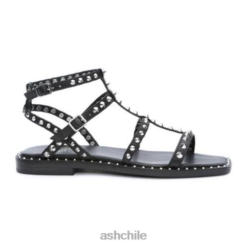 sandalias planas con puntera cuadrada y tachuelas maeva mujer negro R0R6272 ASH sandalias
