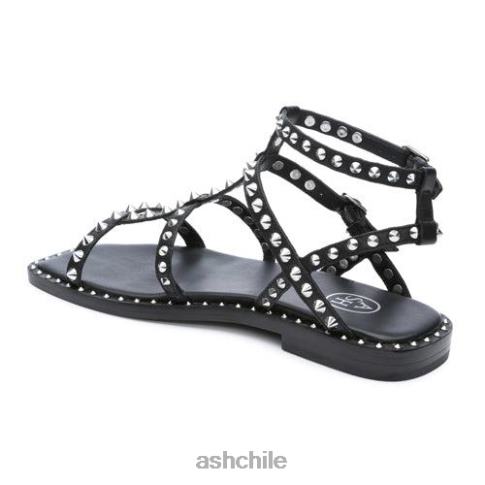 sandalias planas con puntera cuadrada y tachuelas maeva mujer negro R0R6272 ASH sandalias