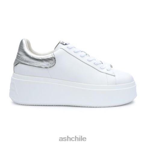 tenis moby con plataforma metalizada mujer plata blanca R0R6224 ASH zapatillas