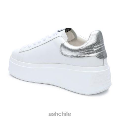 tenis moby con plataforma metalizada mujer plata blanca R0R6224 ASH zapatillas